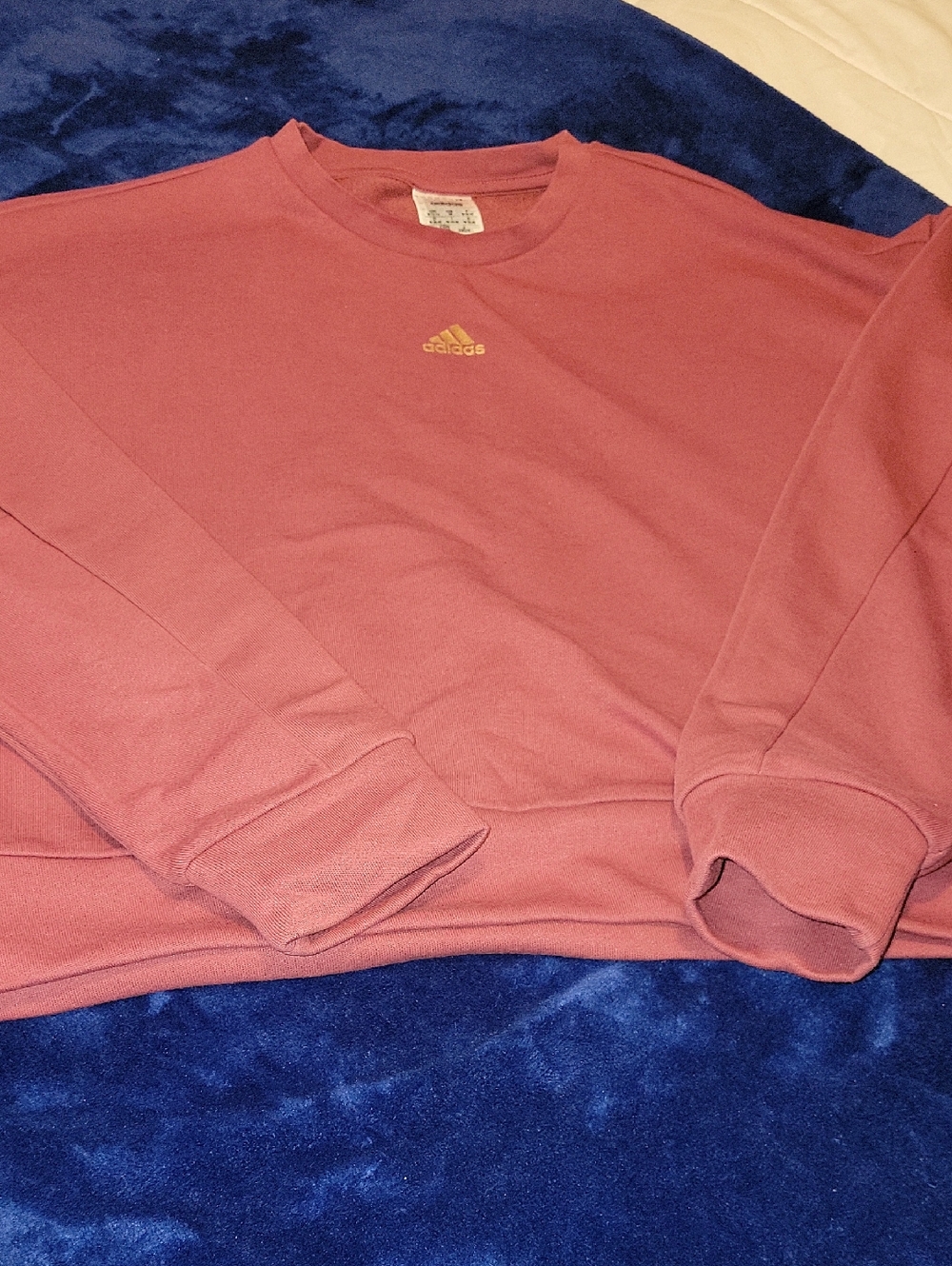adidas Women’s Rose Pink Crewneck Sweatshirt with Gold Trefoil